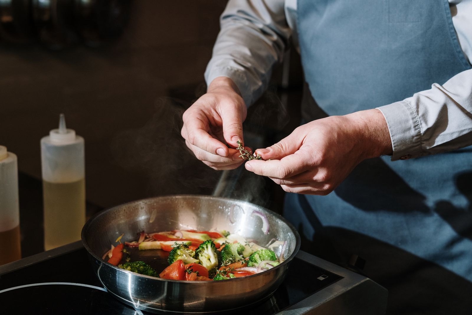 Creator recording a recipe video in the kitchen